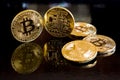 Bitcoin coins on black background Royalty Free Stock Photo