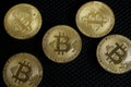 Bitcoins concept save money. coins on black backgroundÃ¢â¬â¹