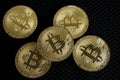 Bitcoins concept save money. coins on black backgroundÃ¢â¬â¹