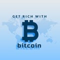 Bitcoins crypto currency symbol on blue background