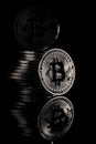 Bitcoins, black background