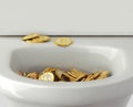 Bitcoins - flushed down the toilet Royalty Free Stock Photo