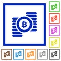 Bitcoins framed flat icons Royalty Free Stock Photo