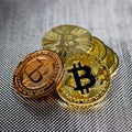 Bitcoins - gold and brass Royalty Free Stock Photo