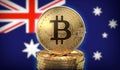 Bitcoins infront of Australian Flag