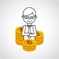 Bitcoins investment business icons