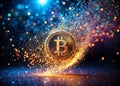 Bitcoins Metamorphosis Exploring the Hypothetical Disintegration of Digital Currency into Subatomic Particles Royalty Free Stock Photo