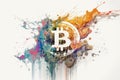 Bitcoins meteoric rise in value as a crypto currency. On a white background