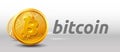 Bitcoins money Virtual currency concept background. Golden bitcoin coin blockchain technology for crypto currency