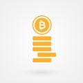 Bitcoins stack. Crypto currency concept. Digital currency. Vector illustration, flat design