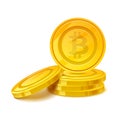 Bitcoins stack vector illustration. Golden money cash.