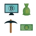 bitcoins trading flat icons