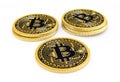 Bitcoins on white background