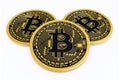 Bitcoins on white background