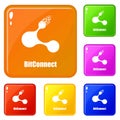 Bitconnect icons set vector color