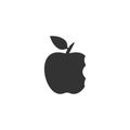 Bite apple icon flat