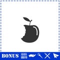 Bite apple icon flat