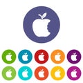 Bite apple icons set vector color