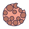 Bite cookie food cartoon icon style design