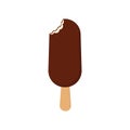 Bite on ice cream on stick. Vector illustration in flat style. Isolated.