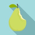 Bite pear icon, flat style Royalty Free Stock Photo