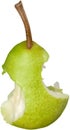 Tasty pear with a bite missing, white background
