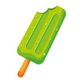 bite popsicle ice cream on white background