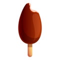 Bite popsicle icon, cartoon style