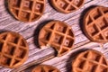 A bite-sized mini waffle among other perfect pieces.