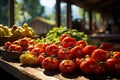 Table Full of Fresh Organic Basil and Tomatoes Farmers Market Vibrant Food Healthy Nutritious Culinary Photo Royalty Free Stock Photo