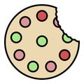 Bite sugar cookie icon color outline vector Royalty Free Stock Photo