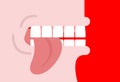 Bite tongue. Clench your teeth. Shut up. Vector illustration.