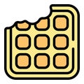 Bite waffle icon vector flat