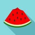 Bite watermelon part icon, flat style Royalty Free Stock Photo