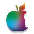 Bited apple sign. Vector. Colorful icon with bright texture of m