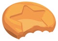 Bited cookie. Sweet crispy snack cartoon icon