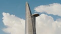 Bitexco Financial Tower in Saigon Ho Chi Minh City Vietnam in the blue sky. The tower has the shape of lotus with height