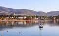 Bitez, Bodrum, Turkey - October 7, 2021. A beautiful seaside with a sandy beach on the Aegean Sea Royalty Free Stock Photo