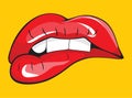 Biting her red lips teeth Royalty Free Stock Photo