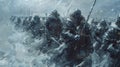 Biting winds whipped through the air carrying with them shards of ice that pelted against the armys steel armor. But the Royalty Free Stock Photo