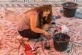 BITOLA, NORTH MACEDONIA - AUGUST 7, 2019: Archaeologist working at Heraclea Lyncestis ancient ruins near Bitola, North Royalty Free Stock Photo