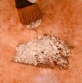 Bits and pieces of a destroyed ceramic bowl being swept up Royalty Free Stock Photo