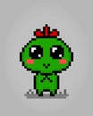 8 bits pixel alien cute. Green Creature in vector illustrations