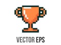 8 bits pixel art bronze winner trophy cup icon Royalty Free Stock Photo