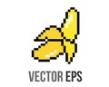 8 bits pixel art yellow fruit banana with skin icon Royalty Free Stock Photo