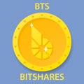 Bitshares Coin cryptocurrency blockchain icon. Virtual electronic, internet money or cryptocoin symbol, logo