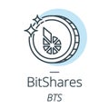 BitShares cryptocurrency coin line, icon of virtual currency