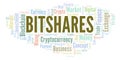 Bitshares cryptocurrency coin word cloud.