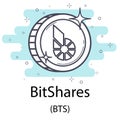 Bitshares outline coin Royalty Free Stock Photo