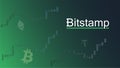 Bitstamp cryptocurrency stock market name with logo on abstract digital background.